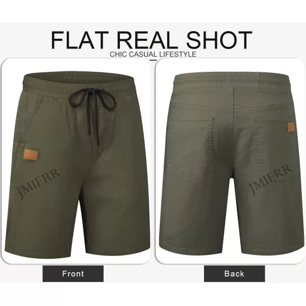 JMIERR Mens Casual Shorts - Cotton Drawstring Summer Beach Stretch Twill Chino Golf Shorts