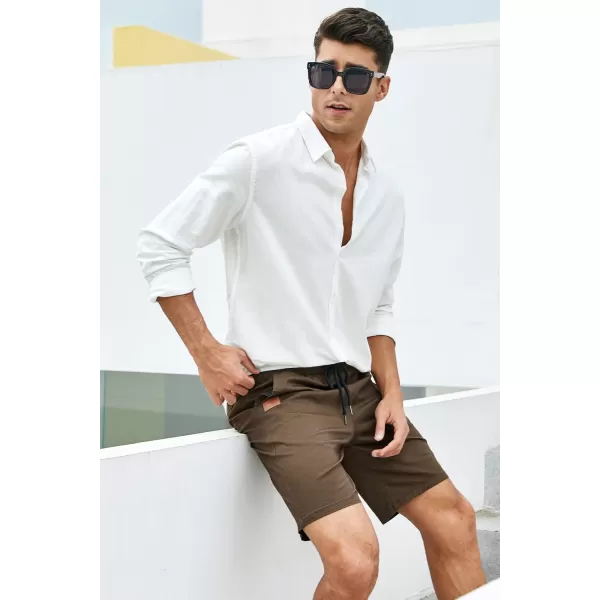JMIERR Mens Casual Shorts - Cotton Drawstring Summer Beach Stretch Twill Chino Golf Shorts