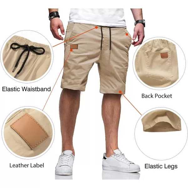 JMIERR Mens Casual Shorts - Cotton Drawstring Summer Beach Stretch Twill Chino Golf Shorts