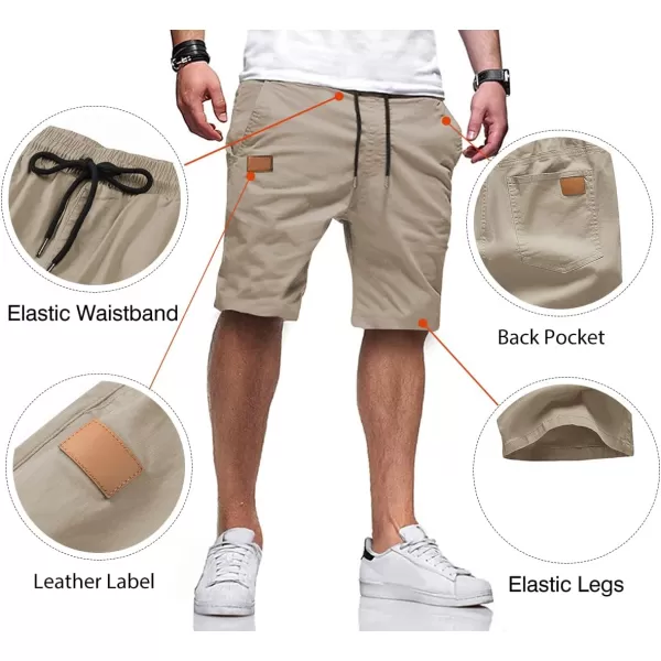 JMIERR Mens Casual Shorts - Cotton Drawstring Summer Beach Stretch Twill Chino Golf Shorts