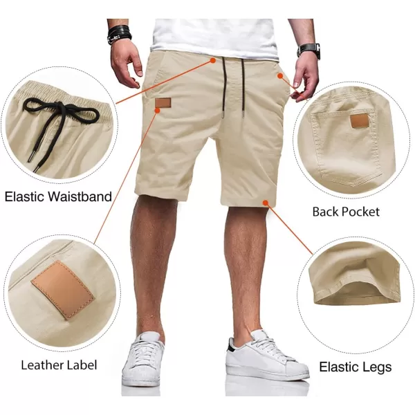 JMIERR Mens Casual Shorts - Cotton Drawstring Summer Beach Stretch Twill Chino Golf Shorts