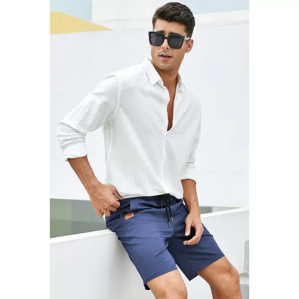 JMIERR Mens Casual Shorts - Cotton Drawstring Summer Beach Stretch Twill Chino Golf Shorts