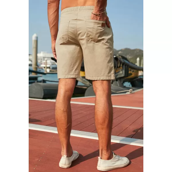 JMIERR Mens Casual Shorts - Cotton Drawstring Summer Beach Stretch Twill Chino Golf Shorts