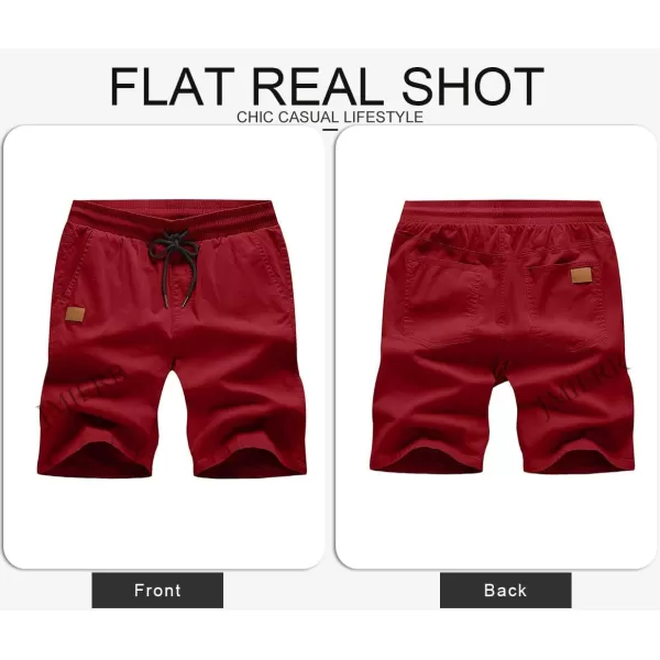 JMIERR Mens Casual Shorts - Cotton Drawstring Summer Beach Stretch Twill Chino Golf Shorts