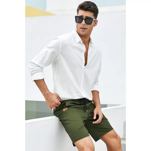 JMIERR Mens Casual Shorts - Cotton Drawstring Summer Beach Stretch Twill Chino Golf Shorts
