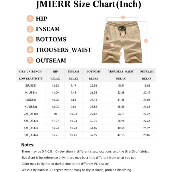 JMIERR Mens Casual Shorts - Cotton Drawstring Summer Beach Stretch Twill Chino Golf Shorts
