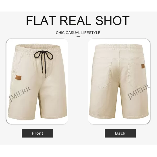 JMIERR Mens Casual Shorts - Cotton Drawstring Summer Beach Stretch Twill Chino Golf Shorts