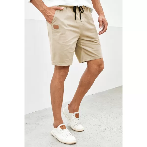 JMIERR Mens Casual Shorts - Cotton Drawstring Summer Beach Stretch Twill Chino Golf Shorts
