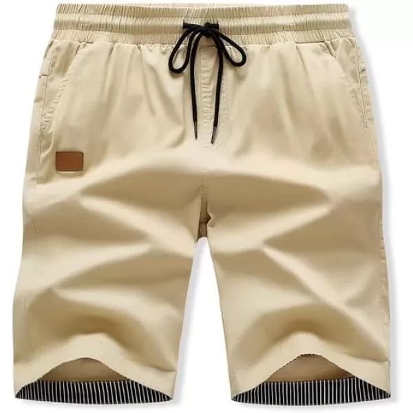 JMIERR Mens Casual Shorts - Cotton Drawstring Summer Beach Stretch Twill Chino Golf Shorts
