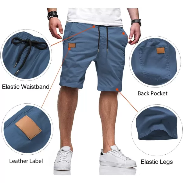 JMIERR Mens Casual Shorts - Cotton Drawstring Summer Beach Stretch Twill Chino Golf Shorts