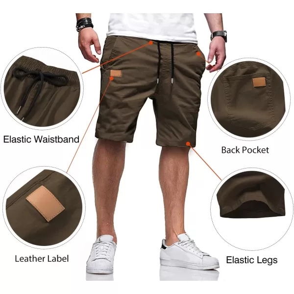 JMIERR Mens Casual Shorts - Cotton Drawstring Summer Beach Stretch Twill Chino Golf Shorts