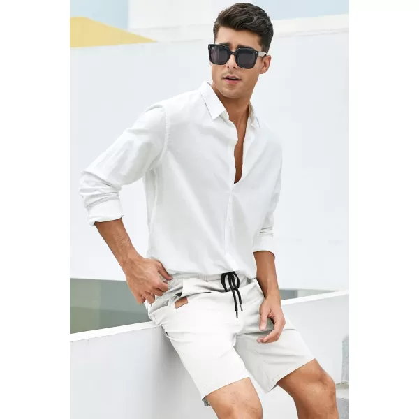 JMIERR Mens Casual Shorts - Cotton Drawstring Summer Beach Stretch Twill Chino Golf Shorts