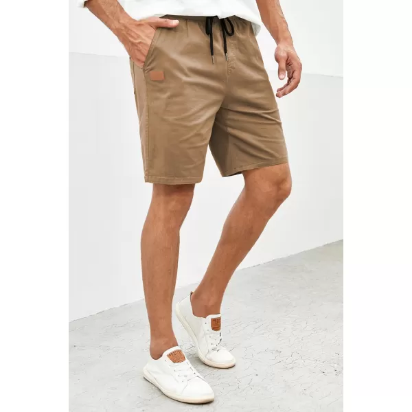 JMIERR Mens Casual Shorts - Cotton Drawstring Summer Beach Stretch Twill Chino Golf Shorts