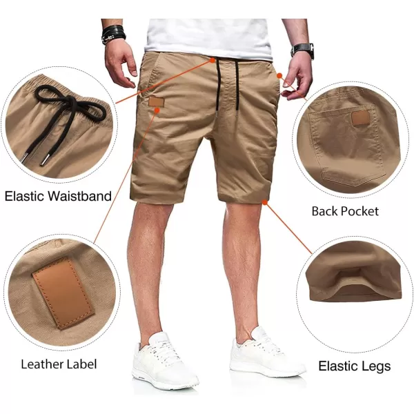 JMIERR Mens Casual Shorts - Cotton Drawstring Summer Beach Stretch Twill Chino Golf Shorts