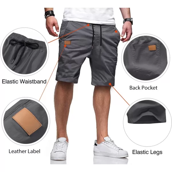 JMIERR Mens Casual Shorts - Cotton Drawstring Summer Beach Stretch Twill Chino Golf Shorts