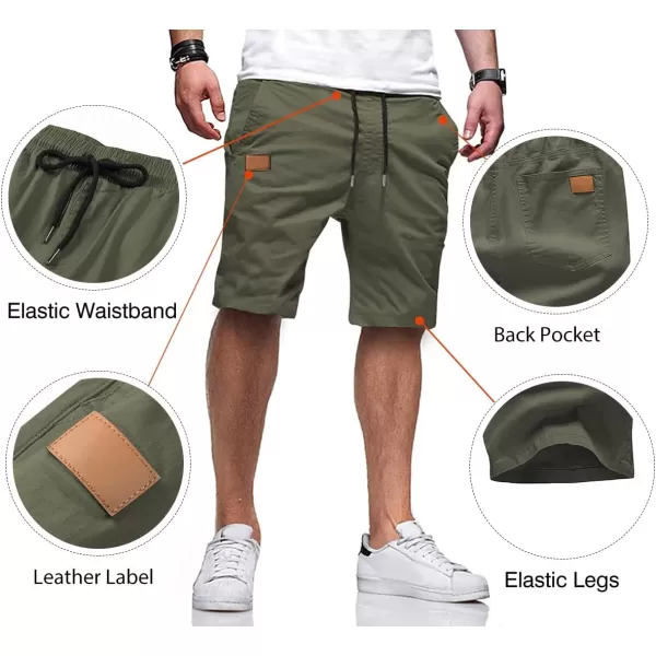 JMIERR Mens Casual Shorts - Cotton Drawstring Summer Beach Stretch Twill Chino Golf Shorts