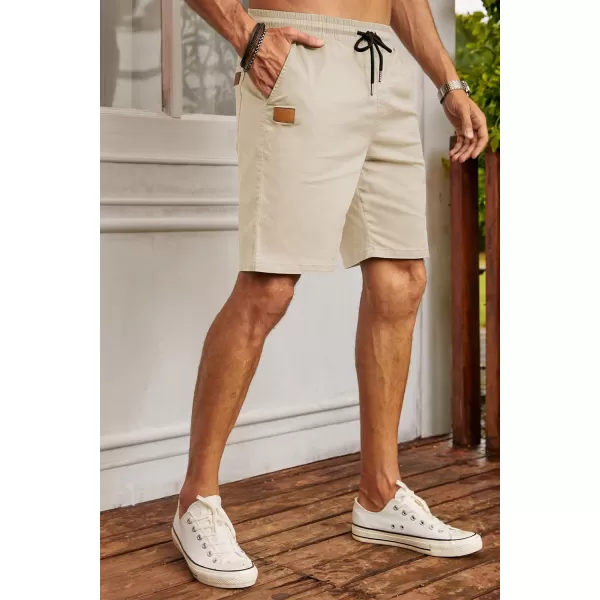 JMIERR Mens Casual Shorts - Cotton Drawstring Summer Beach Stretch Twill Chino Golf Shorts