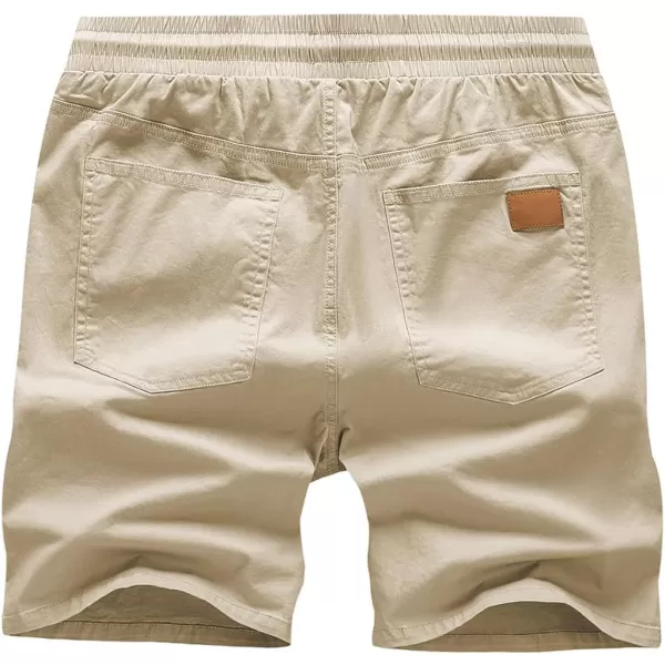 JMIERR Mens Casual Shorts - Cotton Drawstring Summer Beach Stretch Twill Chino Golf Shorts with Pockets