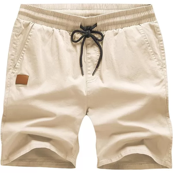 JMIERR Mens Casual Shorts - Cotton Drawstring Summer Beach Stretch Twill Chino Golf Shorts with Pockets