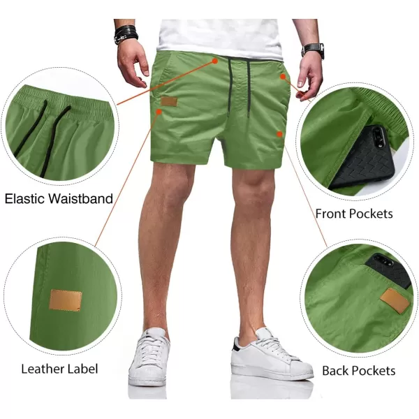 JMIERR Mens Casual Shorts - Cotton Drawstring Summer Beach Stretch Twill Chino Golf Shorts with Pockets
