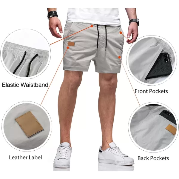 JMIERR Mens Casual Shorts - Cotton Drawstring Summer Beach Stretch Twill Chino Golf Shorts with Pockets