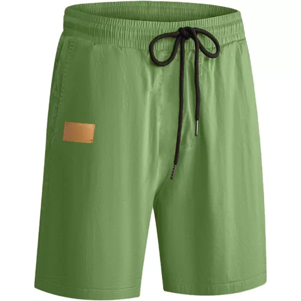 JMIERR Mens Casual Shorts - Cotton Drawstring Summer Beach Stretch Twill Chino Golf Shorts with Pockets
