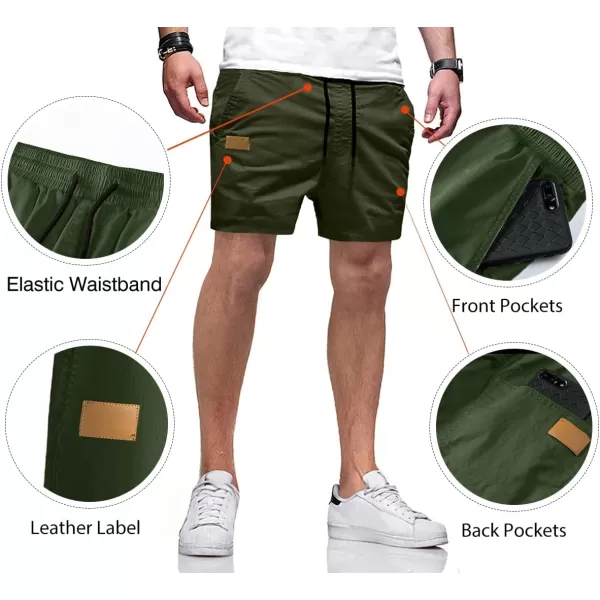JMIERR Mens Casual Shorts - Cotton Drawstring Summer Beach Stretch Twill Chino Golf Shorts with Pockets