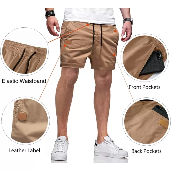 JMIERR Mens Casual Shorts - Cotton Drawstring Summer Beach Stretch Twill Chino Golf Shorts with Pockets