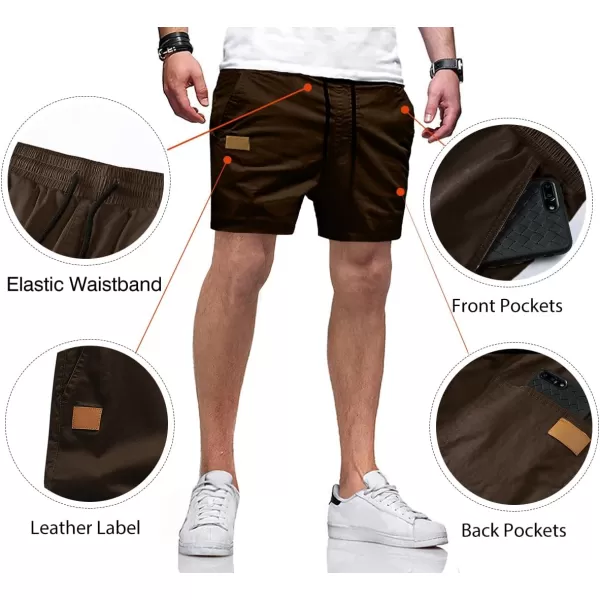 JMIERR Mens Casual Shorts - Cotton Drawstring Summer Beach Stretch Twill Chino Golf Shorts with Pockets