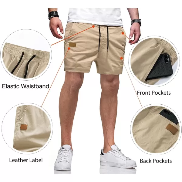 JMIERR Mens Casual Shorts - Cotton Drawstring Summer Beach Stretch Twill Chino Golf Shorts with Pockets