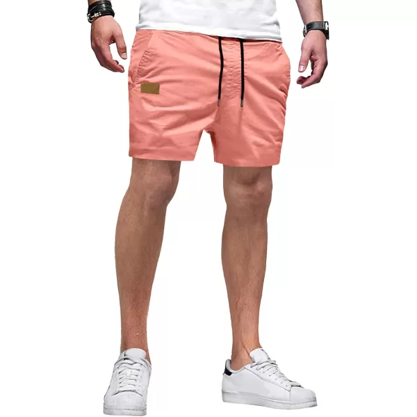 JMIERR Mens Casual Shorts - Cotton Drawstring Summer Beach Stretch Twill Chino Golf Shorts with Pockets