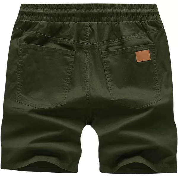 JMIERR Mens Casual Shorts - Cotton Drawstring Summer Beach Stretch Twill Chino Golf Shorts with Pockets
