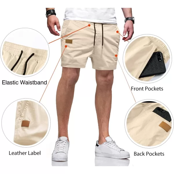JMIERR Mens Casual Shorts - Cotton Drawstring Summer Beach Stretch Twill Chino Golf Shorts with Pockets