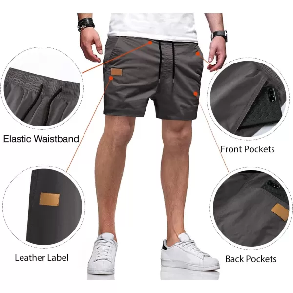 JMIERR Mens Casual Shorts - Cotton Drawstring Summer Beach Stretch Twill Chino Golf Shorts with Pockets