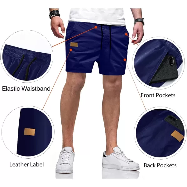JMIERR Mens Casual Shorts - Cotton Drawstring Summer Beach Stretch Twill Chino Golf Shorts with Pockets