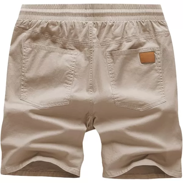 JMIERR Mens Casual Shorts - Cotton Drawstring Summer Beach Stretch Twill Chino Golf Shorts with Pockets