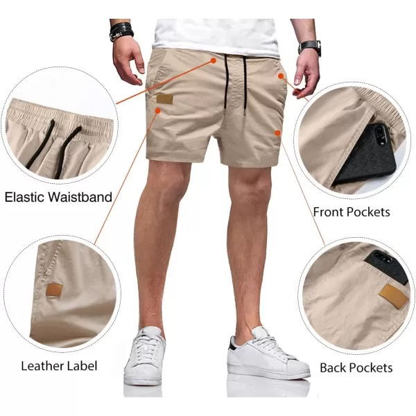 JMIERR Mens Casual Shorts - Cotton Drawstring Summer Beach Stretch Twill Chino Golf Shorts with Pockets