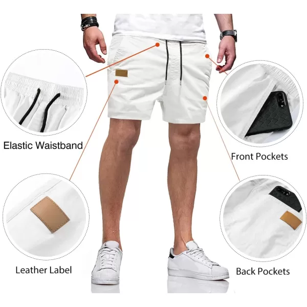 JMIERR Mens Casual Shorts - Cotton Drawstring Summer Beach Stretch Twill Chino Golf Shorts with Pockets