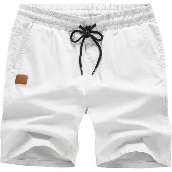 JMIERR Mens Casual Shorts - Cotton Drawstring Summer Beach Stretch Twill Chino Golf Shorts with Pockets