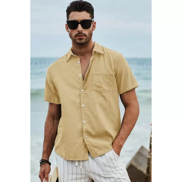 JMIERR Men's Casual Stylish Short Sleeve Button-Up Striped Dress Shirts Cotton Beach Shirt