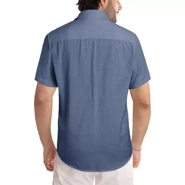 JMIERR Men's Casual Stylish Short Sleeve Button-Up Striped Dress Shirts Cotton Beach Shirt