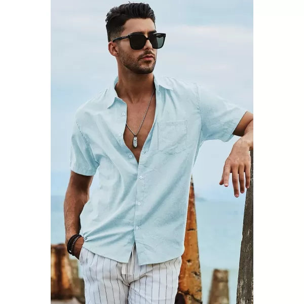 JMIERR Men's Casual Stylish Short Sleeve Button-Up Striped Dress Shirts Cotton Beach Shirt
