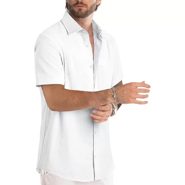 JMIERR Men's Casual Stylish Short Sleeve Button-Up Striped Dress Shirts Cotton Beach Shirt