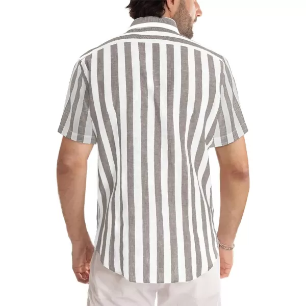 JMIERR Men's Casual Stylish Short Sleeve Button-Up Striped Dress Shirts Cotton Beach Shirt