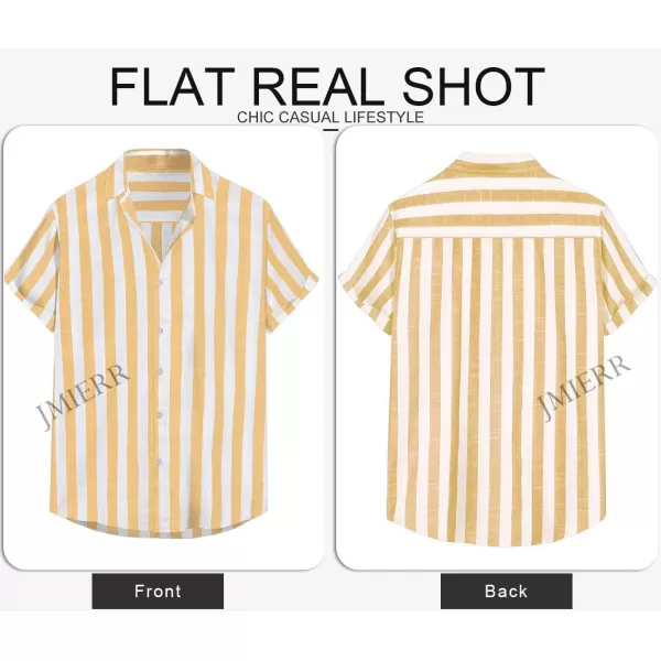 JMIERR Men's Casual Stylish Short Sleeve Button-Up Striped Dress Shirts Cotton Beach Shirt