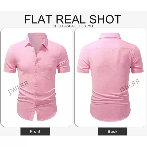 JMIERR Men's Casual Stylish Short Sleeve Button-Up Striped Dress Shirts Cotton Beach Shirt