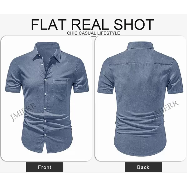 JMIERR Men's Casual Stylish Short Sleeve Button-Up Striped Dress Shirts Cotton Beach Shirt