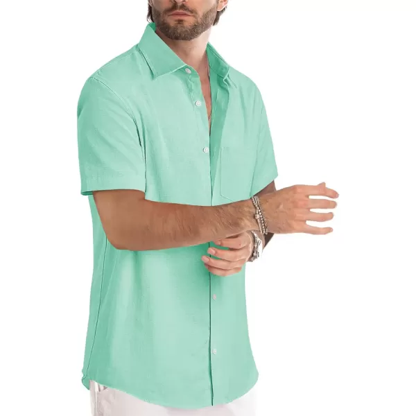 JMIERR Men's Casual Stylish Short Sleeve Button-Up Striped Dress Shirts Cotton Beach Shirt