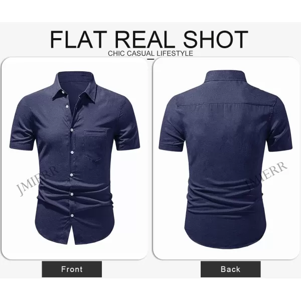 JMIERR Men's Casual Stylish Short Sleeve Button-Up Striped Dress Shirts Cotton Beach Shirt