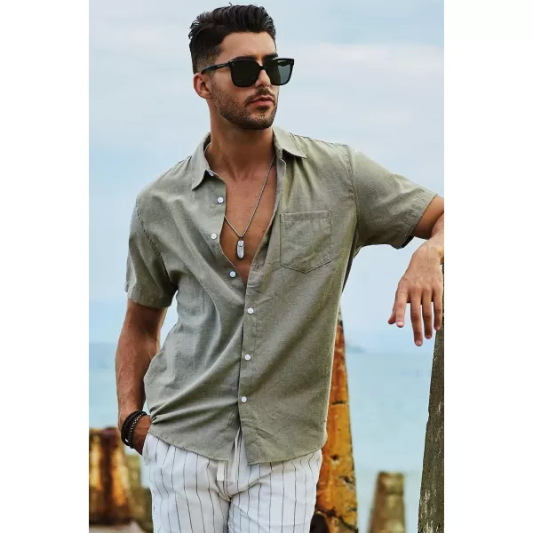 JMIERR Men's Casual Stylish Short Sleeve Button-Up Striped Dress Shirts Cotton Beach Shirt
